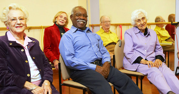 elderly people smiling
